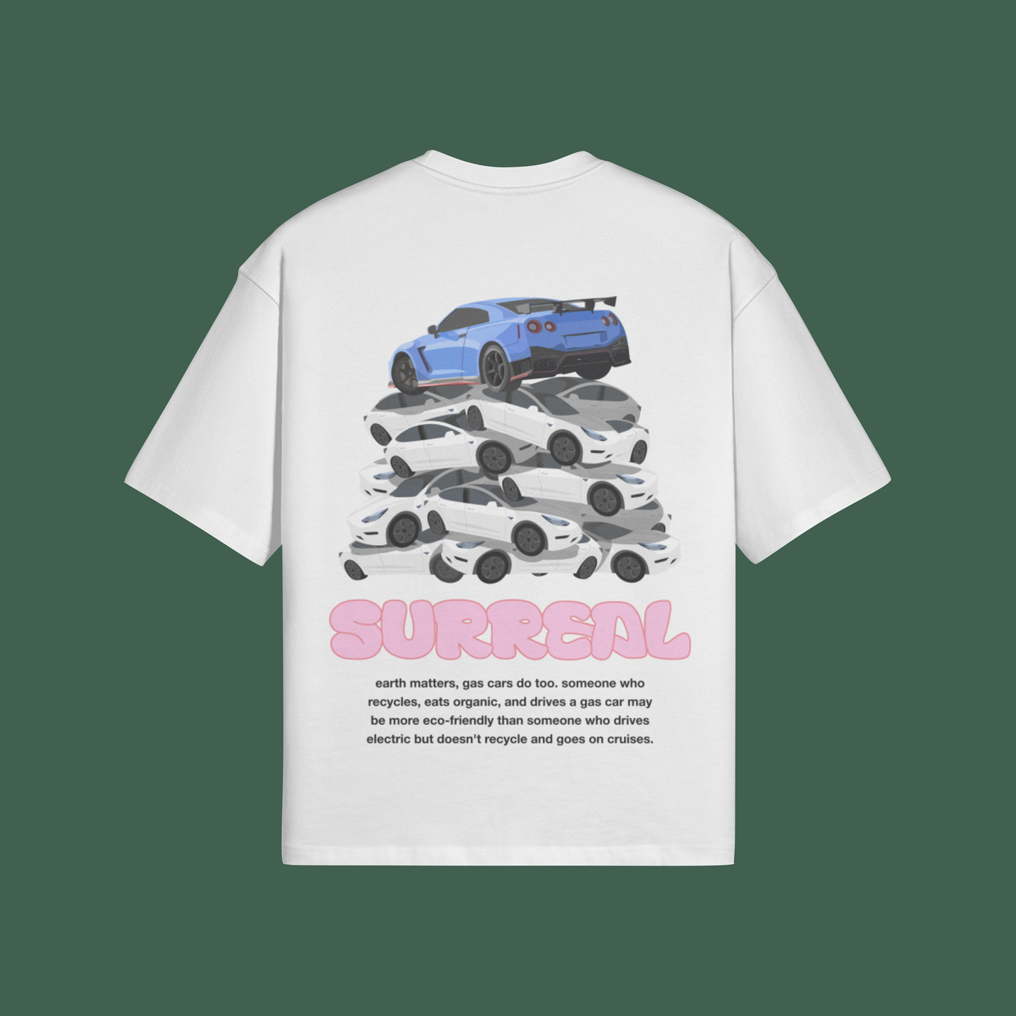 gtr and teslas shirt white