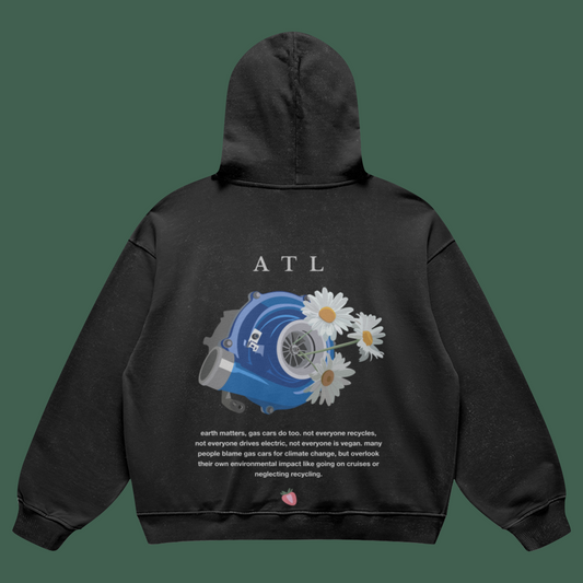 turbo flowers hoodie black