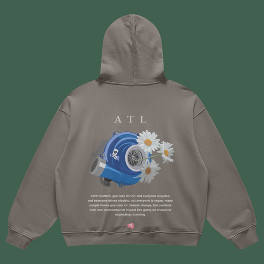 turbo flowers hoodie gray